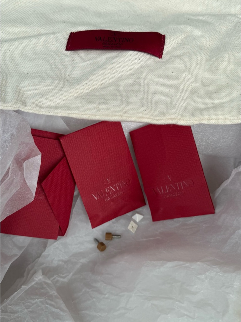 Valentino Garavani Red and White  Rockstud Slingback Sandals - Picture 5 of 8